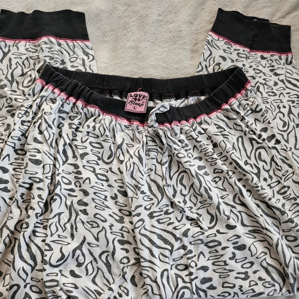 Love 2 Sleep Leopard Print Pajama Pants Women’s Large Lounge Sleepwear
